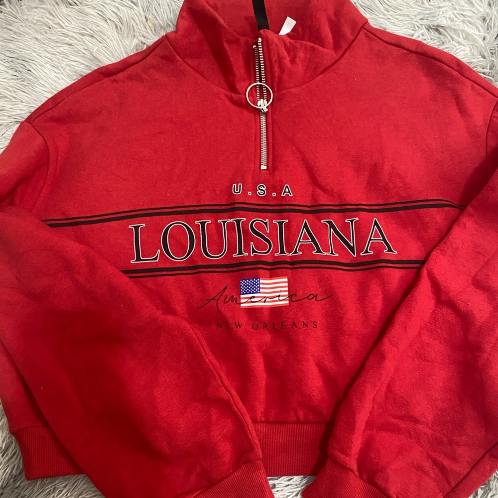 Red quarter zipper sweater